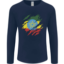 Torn Ethiopia Flag Ethiopian Day Football Mens Long Sleeve T-Shirt Navy Blue