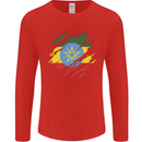Torn Ethiopia Flag Ethiopian Day Football Mens Long Sleeve T-Shirt Red