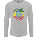 Torn Ethiopia Flag Ethiopian Day Football Mens Long Sleeve T-Shirt Sports Grey