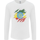 Torn Ethiopia Flag Ethiopian Day Football Mens Long Sleeve T-Shirt White