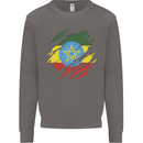 Torn Ethiopia Flag Ethiopian Day Football Mens Sweatshirt Jumper Charcoal