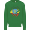 Torn Ethiopia Flag Ethiopian Day Football Mens Sweatshirt Jumper Irish Green