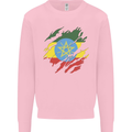 Torn Ethiopia Flag Ethiopian Day Football Mens Sweatshirt Jumper Light Pink
