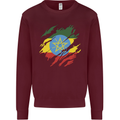Torn Ethiopia Flag Ethiopian Day Football Mens Sweatshirt Jumper Maroon