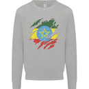 Torn Ethiopia Flag Ethiopian Day Football Mens Sweatshirt Jumper Sports Grey
