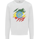 Torn Ethiopia Flag Ethiopian Day Football Mens Sweatshirt Jumper White