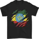 Torn Ethiopia Flag Ethiopian Day Football Mens T-Shirt 100% Cotton Black
