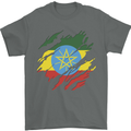 Torn Ethiopia Flag Ethiopian Day Football Mens T-Shirt 100% Cotton Charcoal