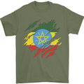 Torn Ethiopia Flag Ethiopian Day Football Mens T-Shirt 100% Cotton Military Green