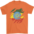 Torn Ethiopia Flag Ethiopian Day Football Mens T-Shirt 100% Cotton Orange