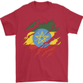 Torn Ethiopia Flag Ethiopian Day Football Mens T-Shirt 100% Cotton Red