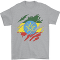 Torn Ethiopia Flag Ethiopian Day Football Mens T-Shirt 100% Cotton Sports Grey