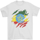 Torn Ethiopia Flag Ethiopian Day Football Mens T-Shirt 100% Cotton White