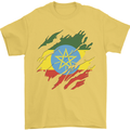 Torn Ethiopia Flag Ethiopian Day Football Mens T-Shirt 100% Cotton Yellow