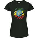 Torn Ethiopia Flag Ethiopian Day Football Womens Petite Cut T-Shirt Black