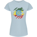 Torn Ethiopia Flag Ethiopian Day Football Womens Petite Cut T-Shirt Light Blue