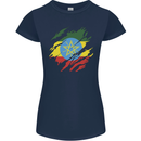 Torn Ethiopia Flag Ethiopian Day Football Womens Petite Cut T-Shirt Navy Blue