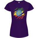 Torn Ethiopia Flag Ethiopian Day Football Womens Petite Cut T-Shirt Purple