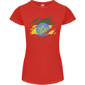 Torn Ethiopia Flag Ethiopian Day Football Womens Petite Cut T-Shirt Red