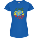 Torn Ethiopia Flag Ethiopian Day Football Womens Petite Cut T-Shirt Royal Blue
