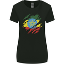 Torn Ethiopia Flag Ethiopian Day Football Womens Wider Cut T-Shirt Black