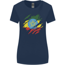 Torn Ethiopia Flag Ethiopian Day Football Womens Wider Cut T-Shirt Navy Blue