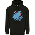 Torn Fiji Flag Fijian Day Football Childrens Kids Hoodie Black