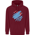 Torn Fiji Flag Fijian Day Football Childrens Kids Hoodie Maroon