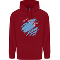 Torn Fiji Flag Fijian Day Football Childrens Kids Hoodie Red