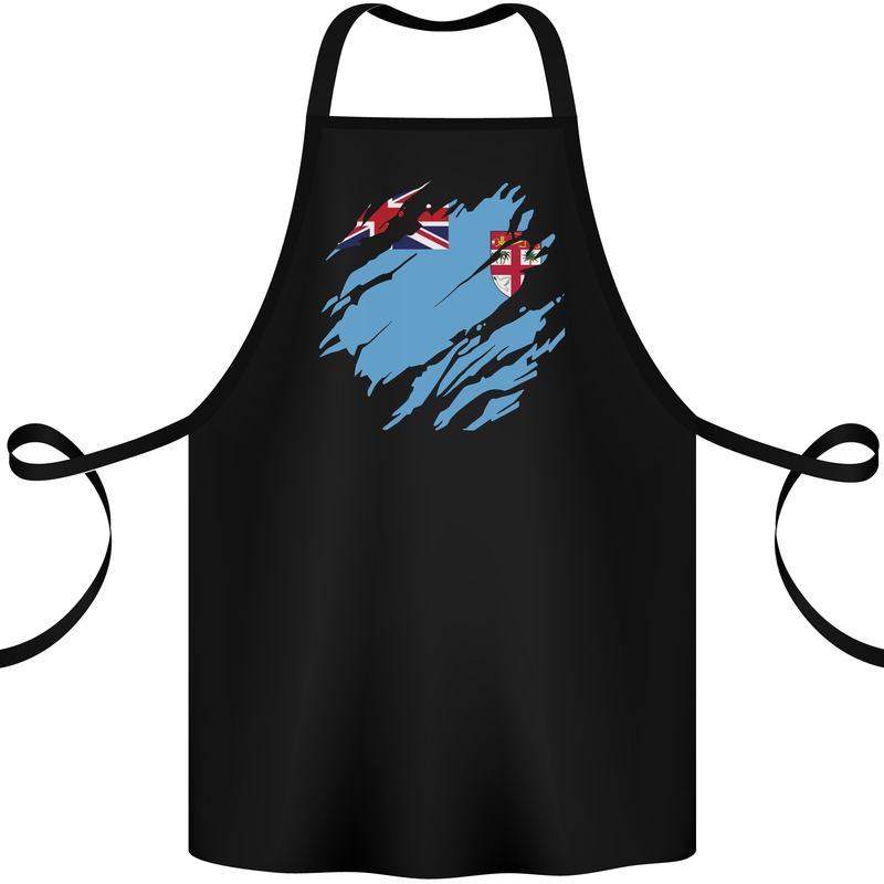 Torn Fiji Flag Fijian Day Football Cotton Apron 100% Organic Black