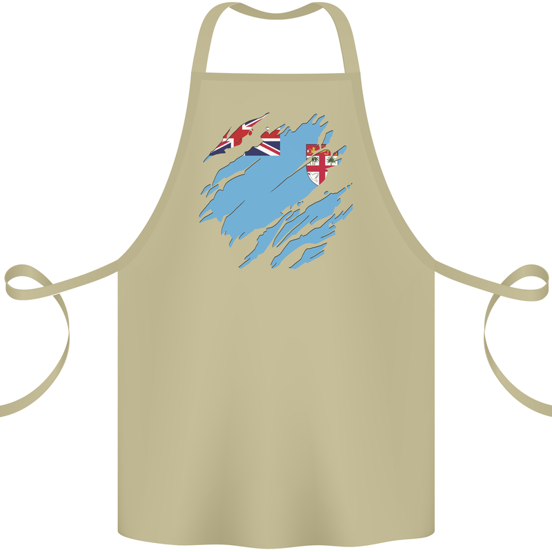 Torn Fiji Flag Fijian Day Football Cotton Apron 100% Organic Khaki
