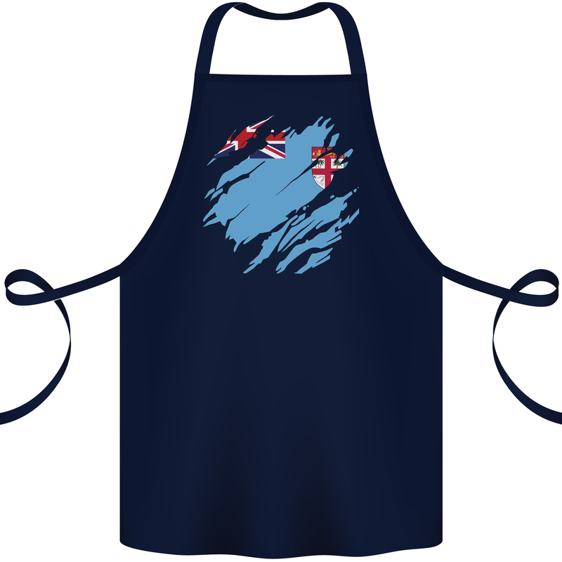 Torn Fiji Flag Fijian Day Football Cotton Apron 100% Organic Navy Blue