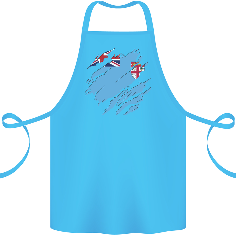 Torn Fiji Flag Fijian Day Football Cotton Apron 100% Organic Turquoise