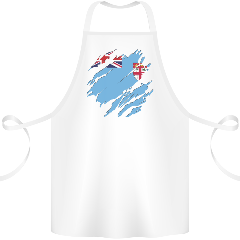 Torn Fiji Flag Fijian Day Football Cotton Apron 100% Organic White