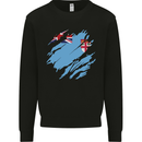 Torn Fiji Flag Fijian Day Football Kids Sweatshirt Jumper Black