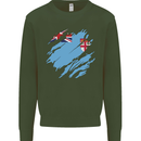 Torn Fiji Flag Fijian Day Football Kids Sweatshirt Jumper Forest Green