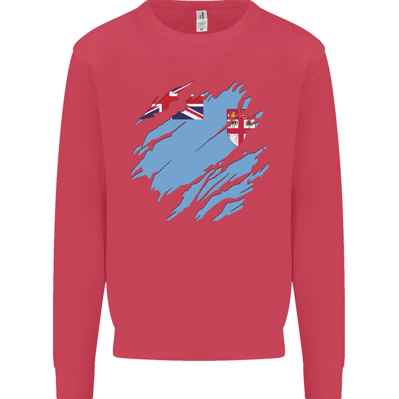 Torn Fiji Flag Fijian Day Football Kids Sweatshirt Jumper Heliconia
