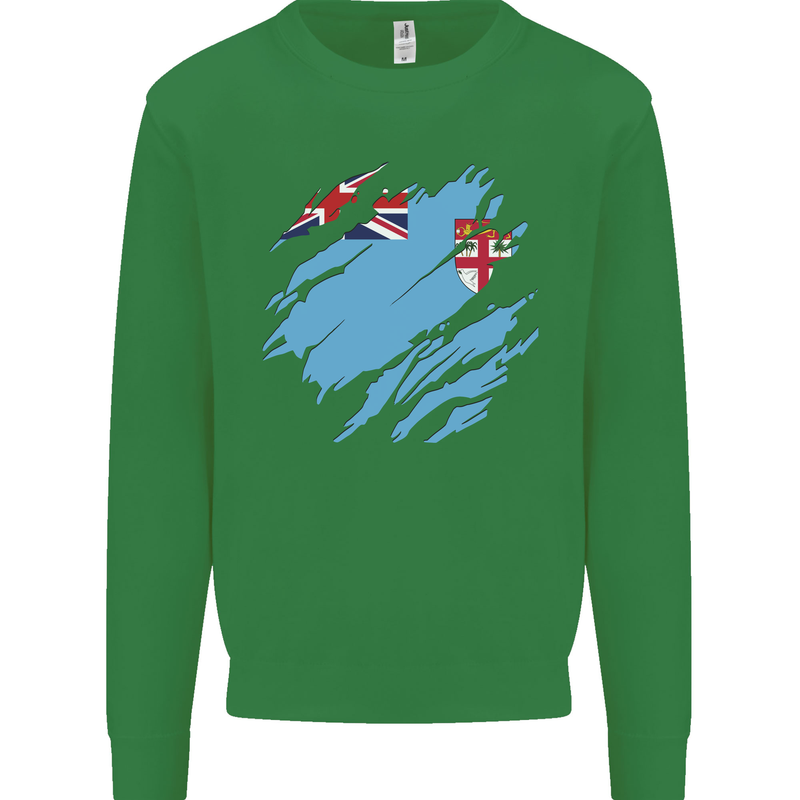 Torn Fiji Flag Fijian Day Football Kids Sweatshirt Jumper Irish Green