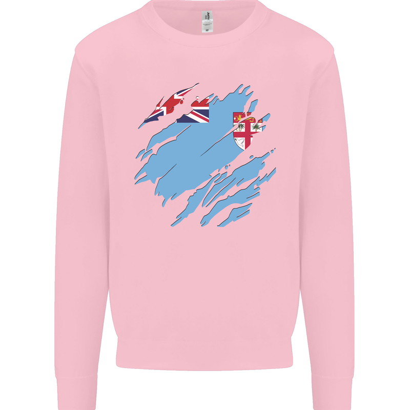 Torn Fiji Flag Fijian Day Football Kids Sweatshirt Jumper Light Pink