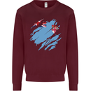 Torn Fiji Flag Fijian Day Football Kids Sweatshirt Jumper Maroon