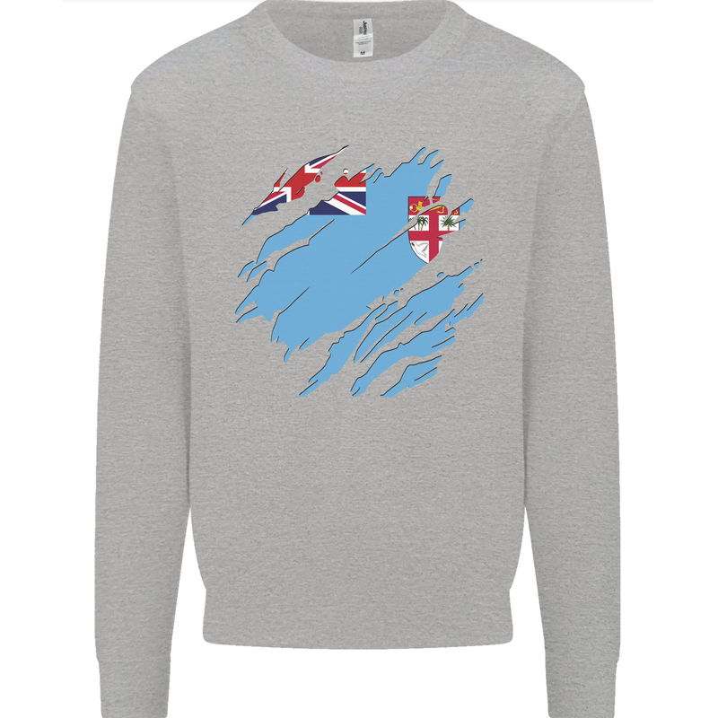 Torn Fiji Flag Fijian Day Football Kids Sweatshirt Jumper Sports Grey