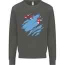 Torn Fiji Flag Fijian Day Football Kids Sweatshirt Jumper Storm Grey