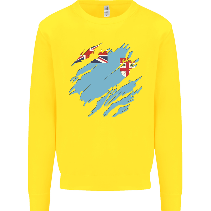Torn Fiji Flag Fijian Day Football Kids Sweatshirt Jumper Yellow