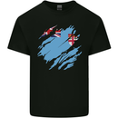 Torn Fiji Flag Fijian Day Football Kids T-Shirt Childrens Black