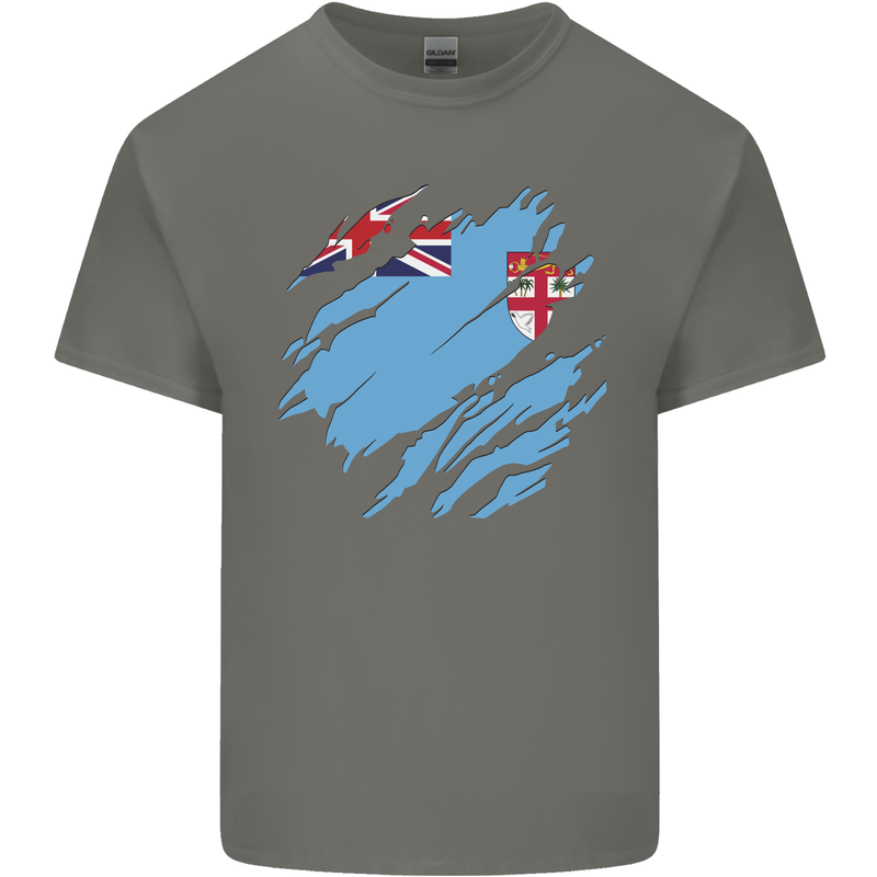 Torn Fiji Flag Fijian Day Football Kids T-Shirt Childrens Charcoal