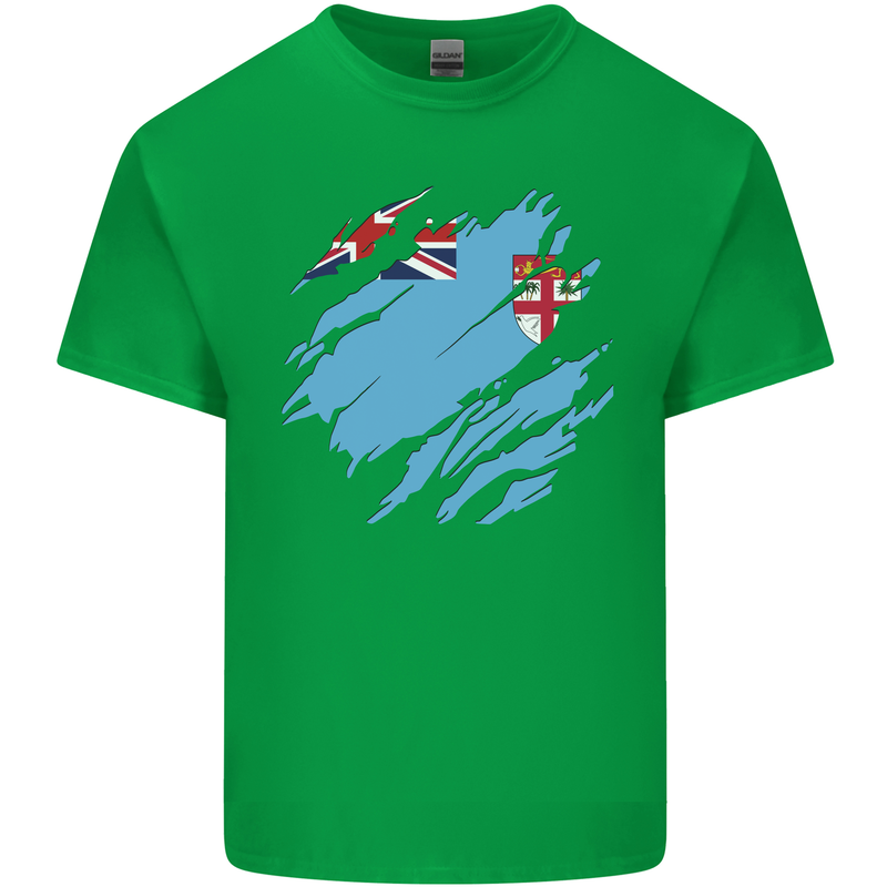 Torn Fiji Flag Fijian Day Football Kids T-Shirt Childrens Irish Green