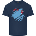 Torn Fiji Flag Fijian Day Football Kids T-Shirt Childrens Navy Blue