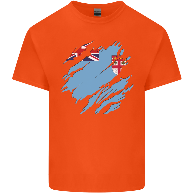 Torn Fiji Flag Fijian Day Football Kids T-Shirt Childrens Orange