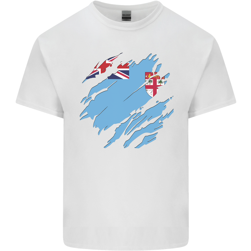 Torn Fiji Flag Fijian Day Football Kids T-Shirt Childrens White