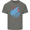 Torn Fiji Flag Fijian Day Football Mens Cotton T-Shirt Tee Top Charcoal